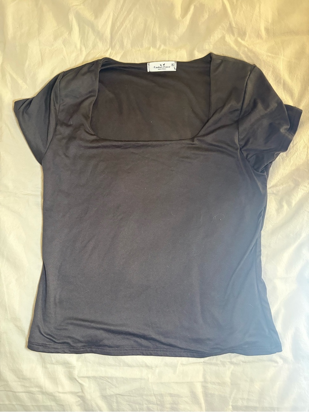Dark brown Square Neck Short Sleeve Top